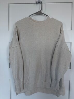 NEW WO TAG AERIE Women’s  Waffle-Knit Crewneck Sweatshirt Oatmeal Size XS